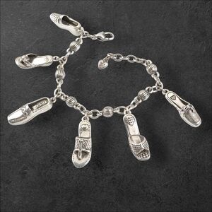 Brighton Shoe Lover Charm Bracelet Signed Silver Plated Designer Retired 2294